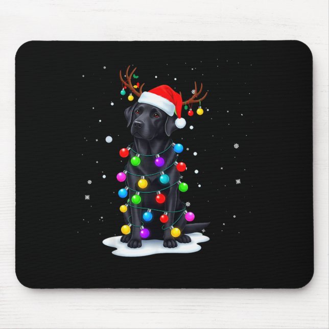 Black Lab Labrador Dog Funny Christmas Lights Rein Musmatta (Framsidan)