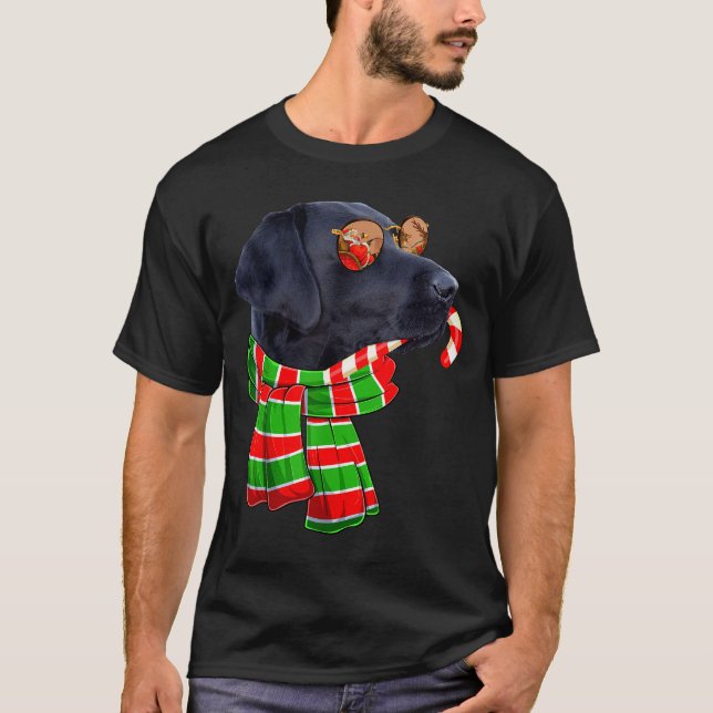 Black Lab Labrador Dog Owners Christmas Xmas Holid T Shirt (Framsida)