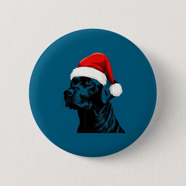 Black Lab Labrador Santa Hat Christmas Holiday Pet Knapp (Framsida)