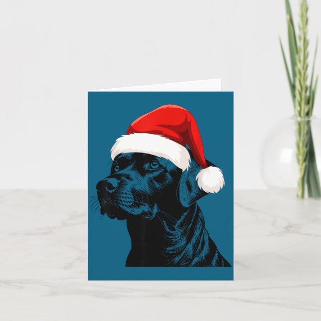 Black Lab Labrador Santa Hat Christmas Holiday Pet Kort (Framsida)