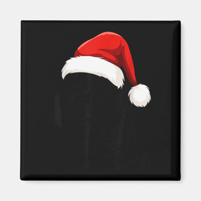 Black Lab Labrador Santa Hat Christmas Holiday Pet Magnet (Framsidan)