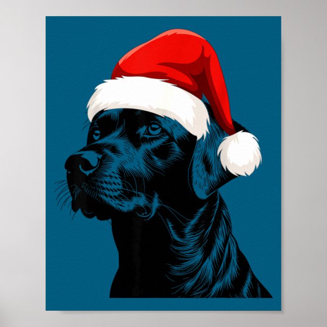 Black Lab Labrador Santa Hat Christmas Holiday Pet Poster (Framsidan)