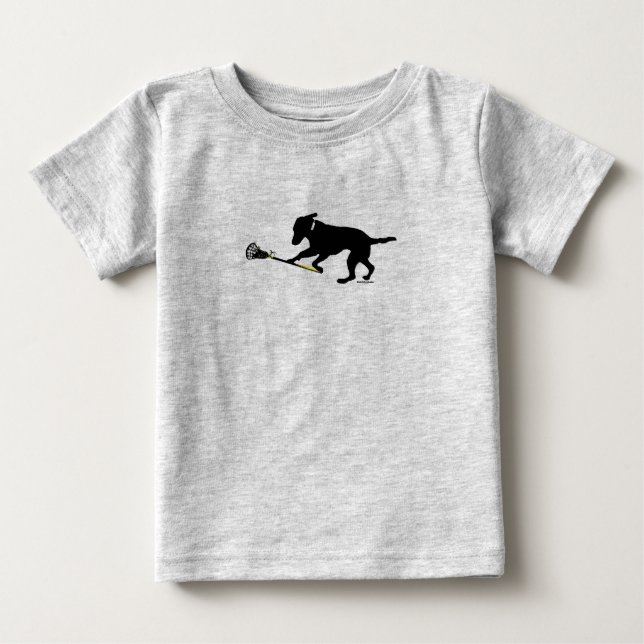 Black Lab Playing Lacrosse Baby Football Bodysuit T-shirt (Framsida)
