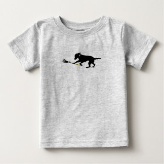 Black Lab Playing Lacrosse Baby Football Bodysuit Tröja