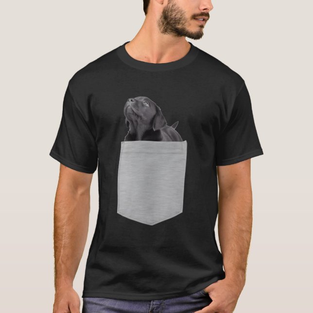 Black Lab Puppy In Your Pocket T Shirt (Framsida)