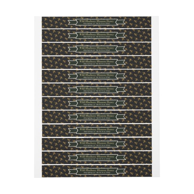 Black Label Bee Colony Honung Burk Lid Labels Etikettband (Ark)