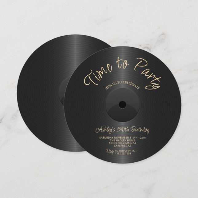 Black Label Record 50-årsdag Inbjudningar (Fram/baksida)