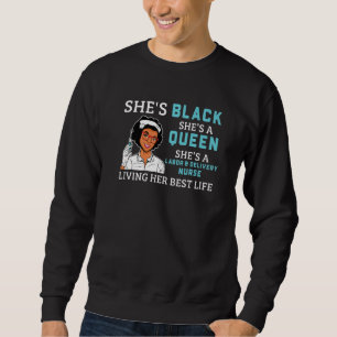 Black Labour Delivery Nurse Proud Afro Queen Women Lång Ärmad Tröja