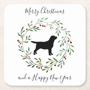 Black Labour God jul Retriever Hund Underlägg Papper Kvadrat
