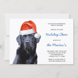 Black Labour Retriever Helgdag Cute Santa Hund Inbjudningar