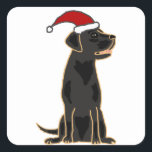 Black Labour Retriever i Santa Hat Fyrkantigt Klistermärke<br><div class="desc">Underbart sött svart labrador eller häftande valp hund med röd Jultomten som juldesign. Du kan också lägga till anpassningsbar och ändra bakgrund färg vid beställning.</div>