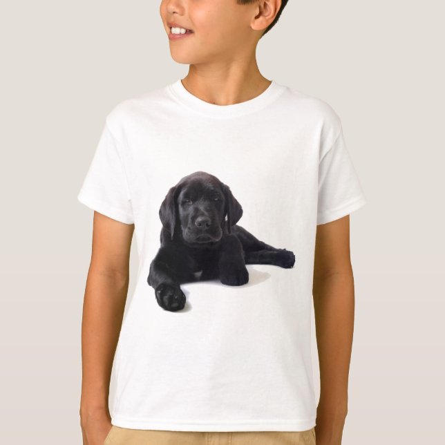 Black Labour Retriever Puppy T-shirt (Framsida)
