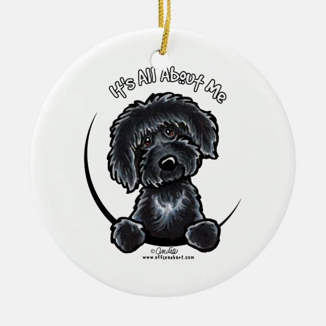 Black Labradodle IAAM Julgransprydnad Keramik (Framsidan)