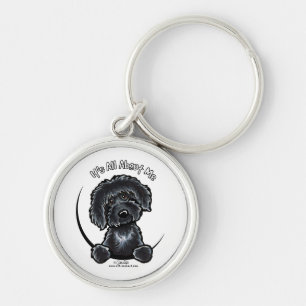 Black Labradodle IAAM Rund Silverfärgad Nyckelring