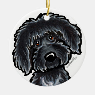 Black Labradoodle Art Personlig Julgransprydnad Keramik