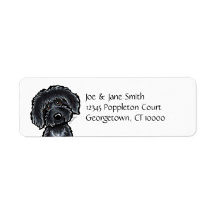 Black Labradoodle Art Returadress Etikett