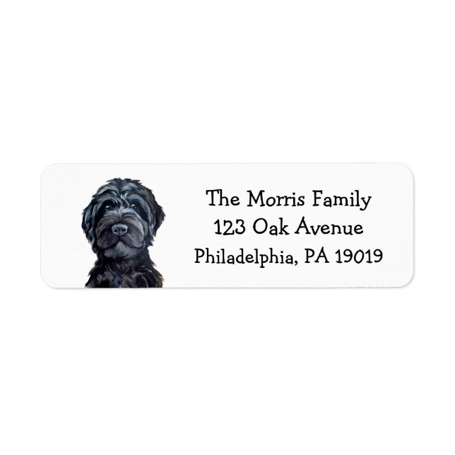 Black Labradoodle/Black Goldendoodle-etikett Returadress Etikett (Framsidan)