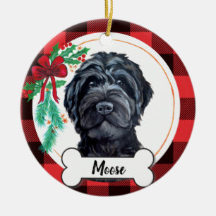 Black Labradoodle / Black Goldendoodle Julgransprydnad Keramik