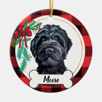 Black Labradoodle / Black Goldendoodle Julgransprydnad Keramik