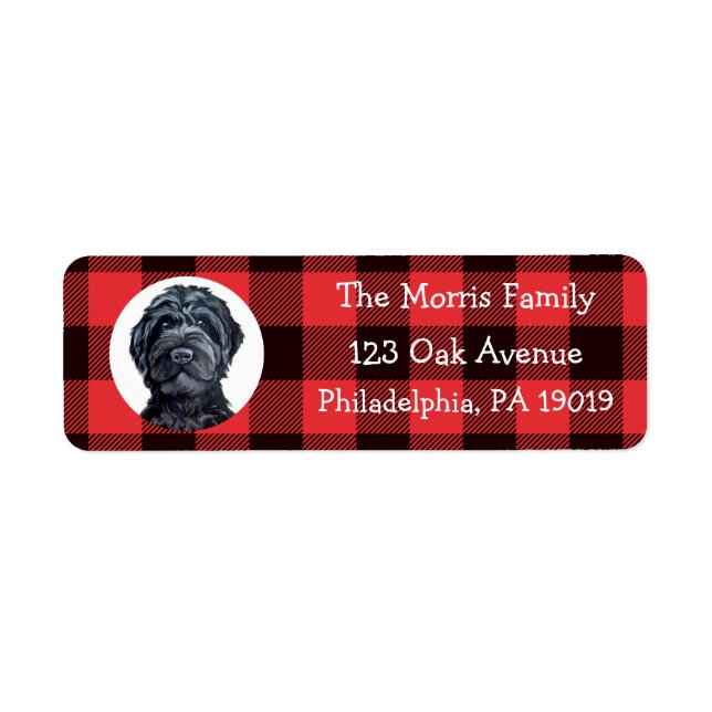 Black Labradoodle/Black Goldendoodle Returadress Etikett (Framsidan)