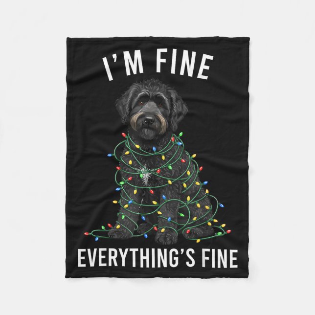 Black Labradoodle Christmas I'm Fine Everything Is Fleecefilt (Framsidan)