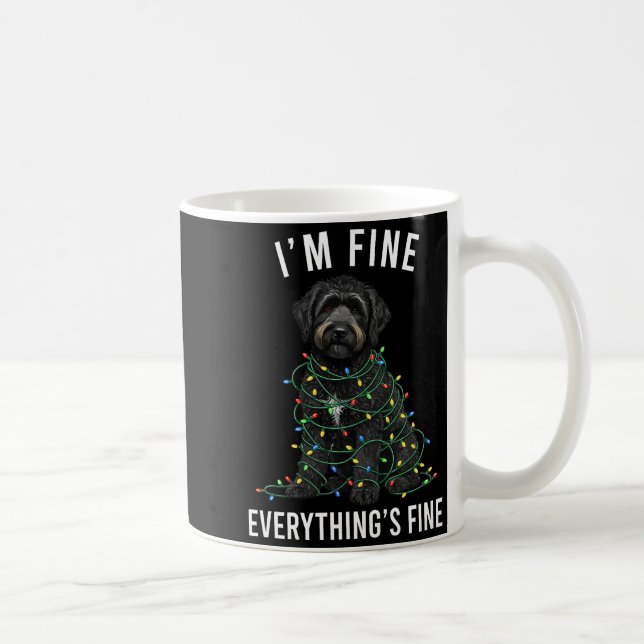Black Labradoodle Christmas I'm Fine Everything Is Kaffemugg (Höger)
