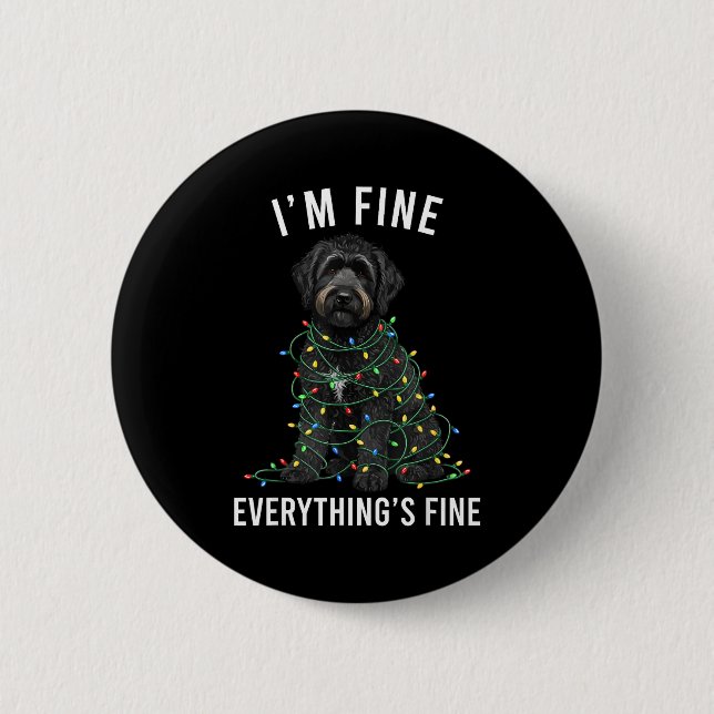 Black Labradoodle Christmas I'm Fine Everything Is Knapp (Framsida)