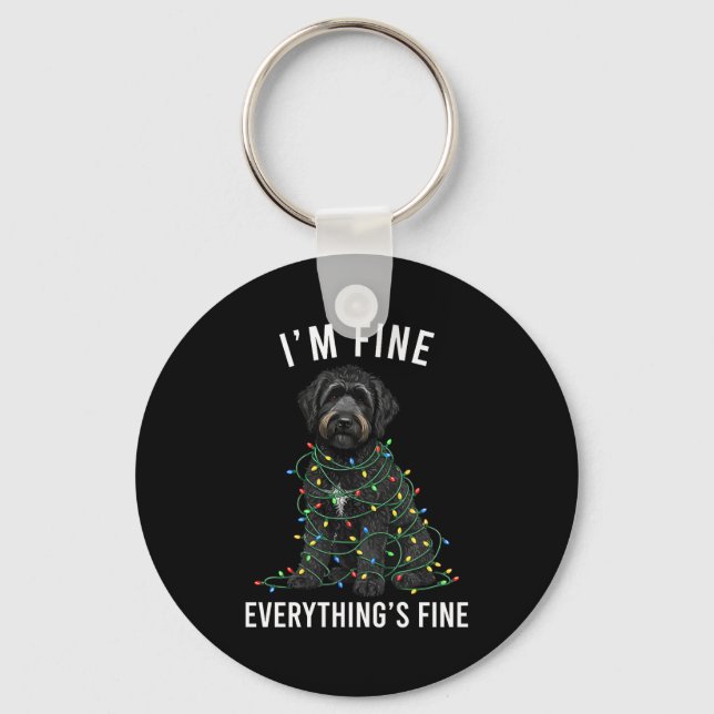 Black Labradoodle Christmas I'm Fine Everything Is Nyckelring (Framsida)