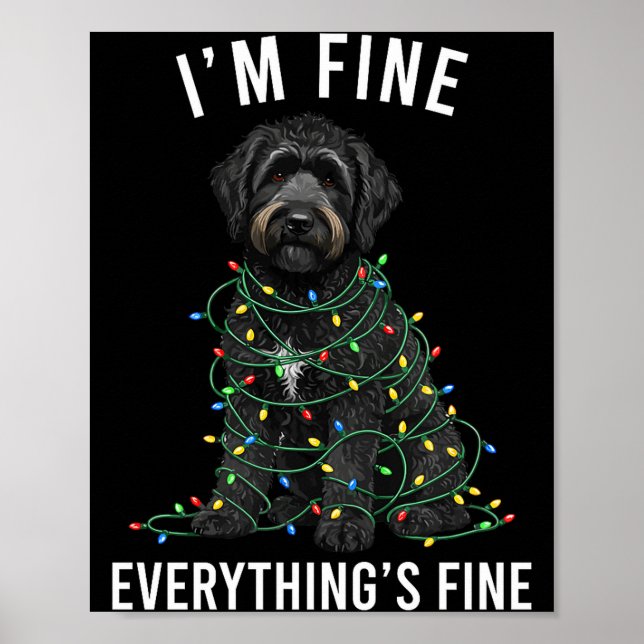 Black Labradoodle Christmas I'm Fine Everything Is Poster (Framsidan)