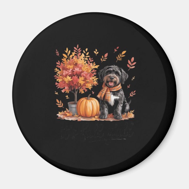 Black Labradoodle Det är Fall Y'all Pumpkin Autumn Magnet (Framsidan)