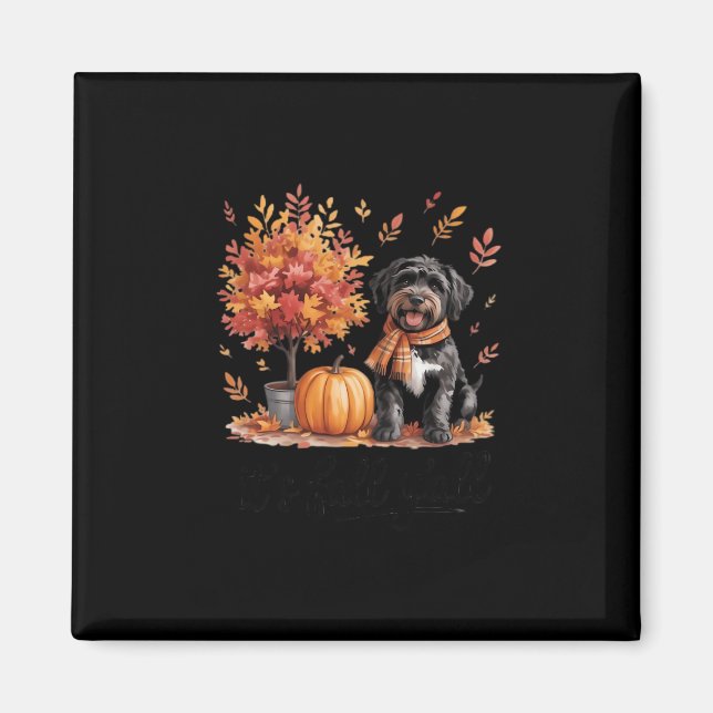 Black Labradoodle Det är Fall Y'all Pumpkin Autumn Magnet (Framsidan)