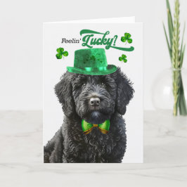 Black Labradoodle Feelin'Lucky St patrick's day Helgkort
