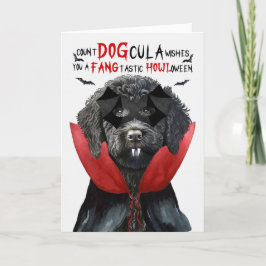 Black Labradoodle Funny Count DOGcula Halloween Helgkort