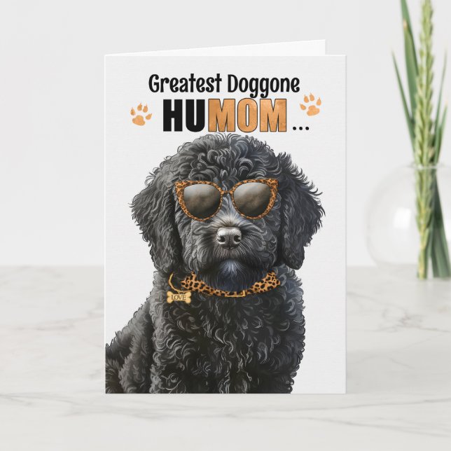 Black Labradoodle Hund Best HuMOM Aldrig Mors dag Helgkort (Framsida)