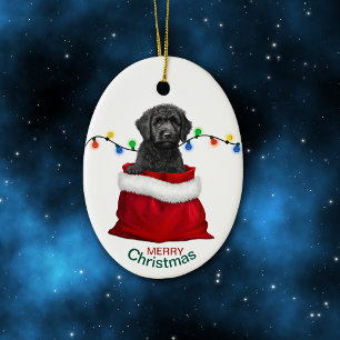 Black Labradoodle Hund Helgdag Gift Bag Julgransprydnad Keramik