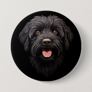 Black Labradoodle Hund Knapp