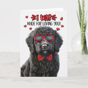 Black Labradoodle Made for Loving You Valentine Helgkort