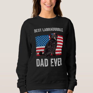 Black Labradoodle Pappa American Flagga Hundägare  T Shirt