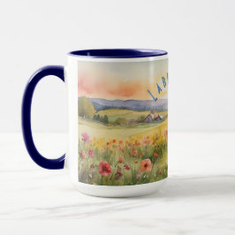 Black Labradoodle Puppy, Anpassade Sunrise Mugg