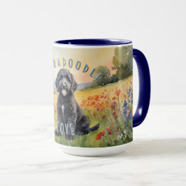 Black Labradoodle Puppy, Anpassade Sunrise Mugg