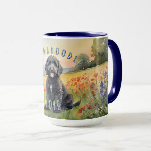 Black Labradoodle Puppy, Anpassade Sunrise Mugg