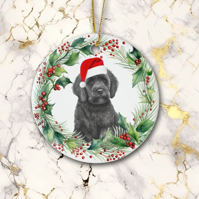Black Labradoodle Puppy Holly God jul Julgransprydnad Keramik (Skapare uppladdad)