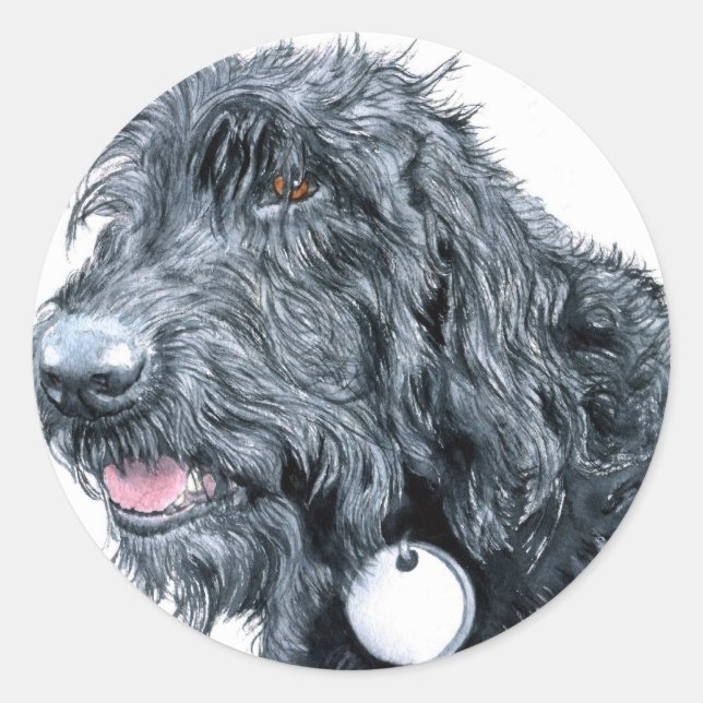 Black Labradoodle Stickers Runt Klistermärke (Framsida)