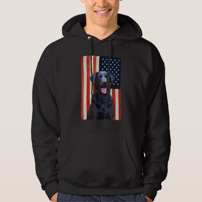 Black Labrador 4:e patriotiska Svart lab Hoodie (Framsida)