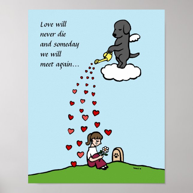 Black Labrador Angel med Kärlek Tecknad Poster (Framsidan)