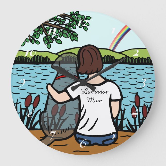 Black Labrador Angel och Mamma Stor Klocka (Framsida)