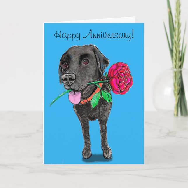 Black Labrador-årsjubileum Greeting Card Kort (Framsida)