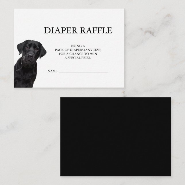 Black Labrador Baby Shower Diaper Raffle Minimal E Tilläggskort (Fram/baksida)