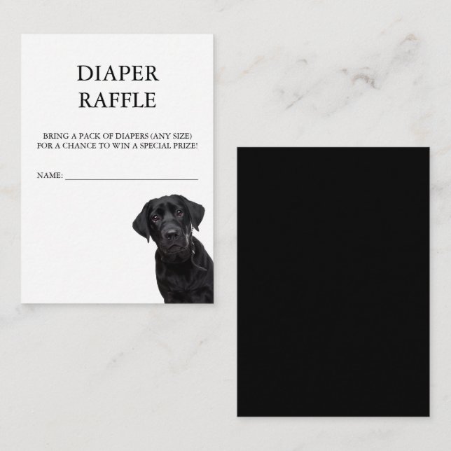 Black Labrador Baby Shower Diaper Raffle Minimal Tilläggskort (Fram/baksida)