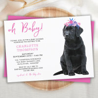Black Labrador Baby Shower Puppy Hund Rosa Girl